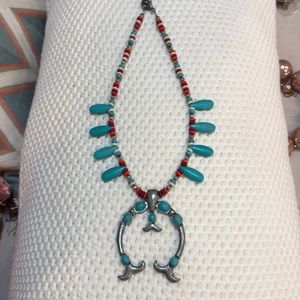 Turquoise and metal necklace